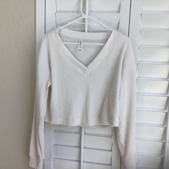 ALO off white ribbed cropped top - Picture 1 of 3